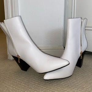 white leather platform booties!